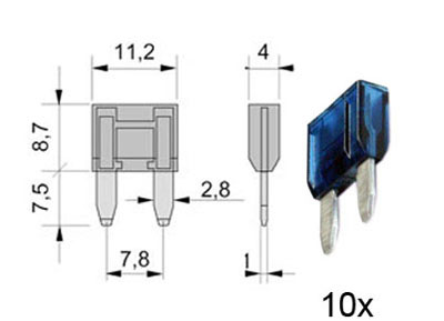 RTA 154.006-0 Mini blade fuse, 15A blue