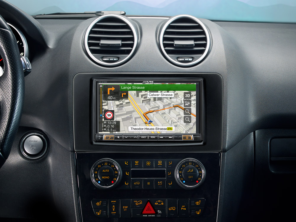 Alpine INE-W720ML Navigationssystem mit DAB+, 7-Zoll Display, Apple CarPlay und Android Auto für Mercdes ML (W164) + GL (X164)