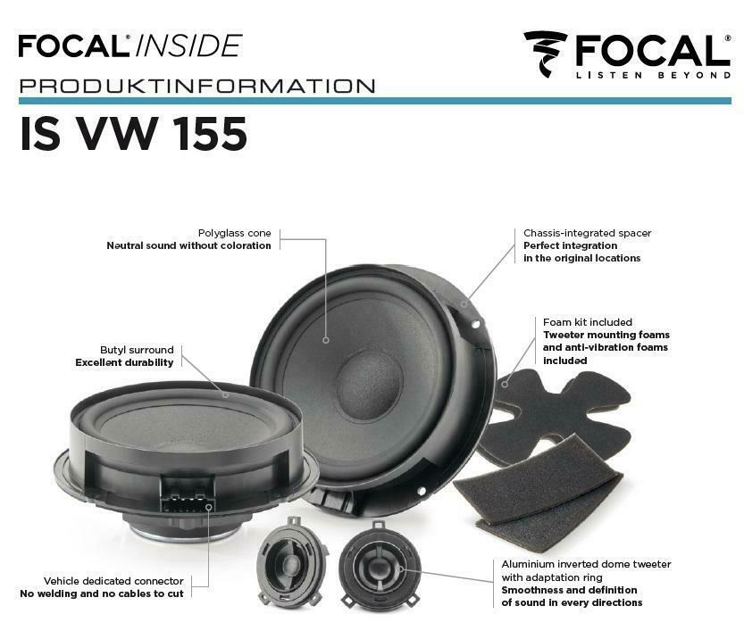 Focal ISVW155 Inside 2-Wege Compo 15.5 cm für Volkswagen VW, Seat, Skoda Fahrzeuge Focal IS VW 155 