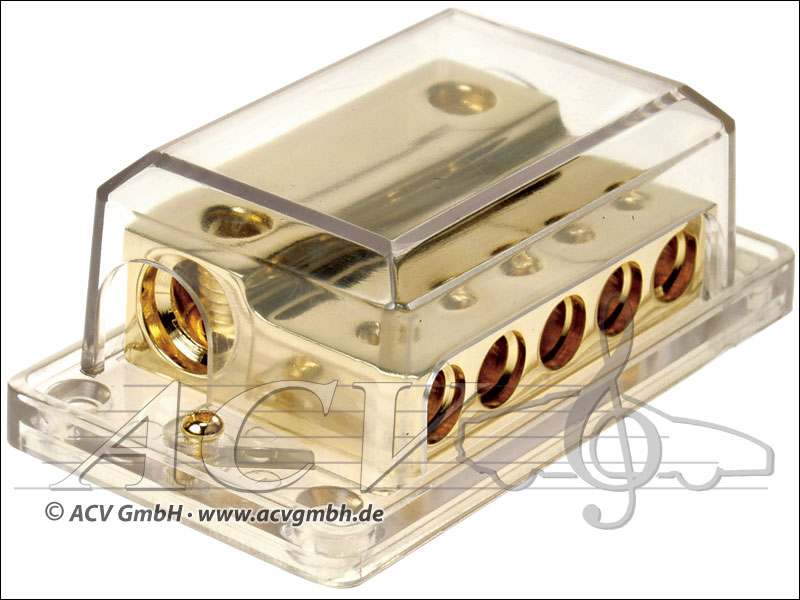 ACV 30.3601-03 Verteilerblock 2 x 35 - 50 mm² Eingang + 5 x 20 mm² Ausgang (gold)