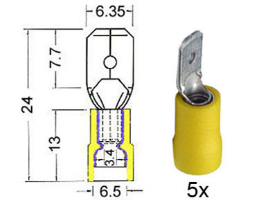 RTA 151.008-0 Isolata pin piatto 6,3 millimetri giallo