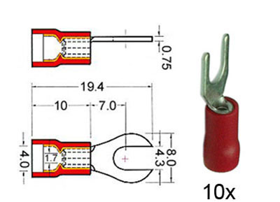 RTA 151.412-0 Clamp patte de fourche isolée 4 mm rouge