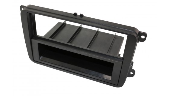 RTA 000.102S1-0 Double cadre de montage DIN avec compartiment de rangement , Skoda Seat noir mat avec VW antirattle