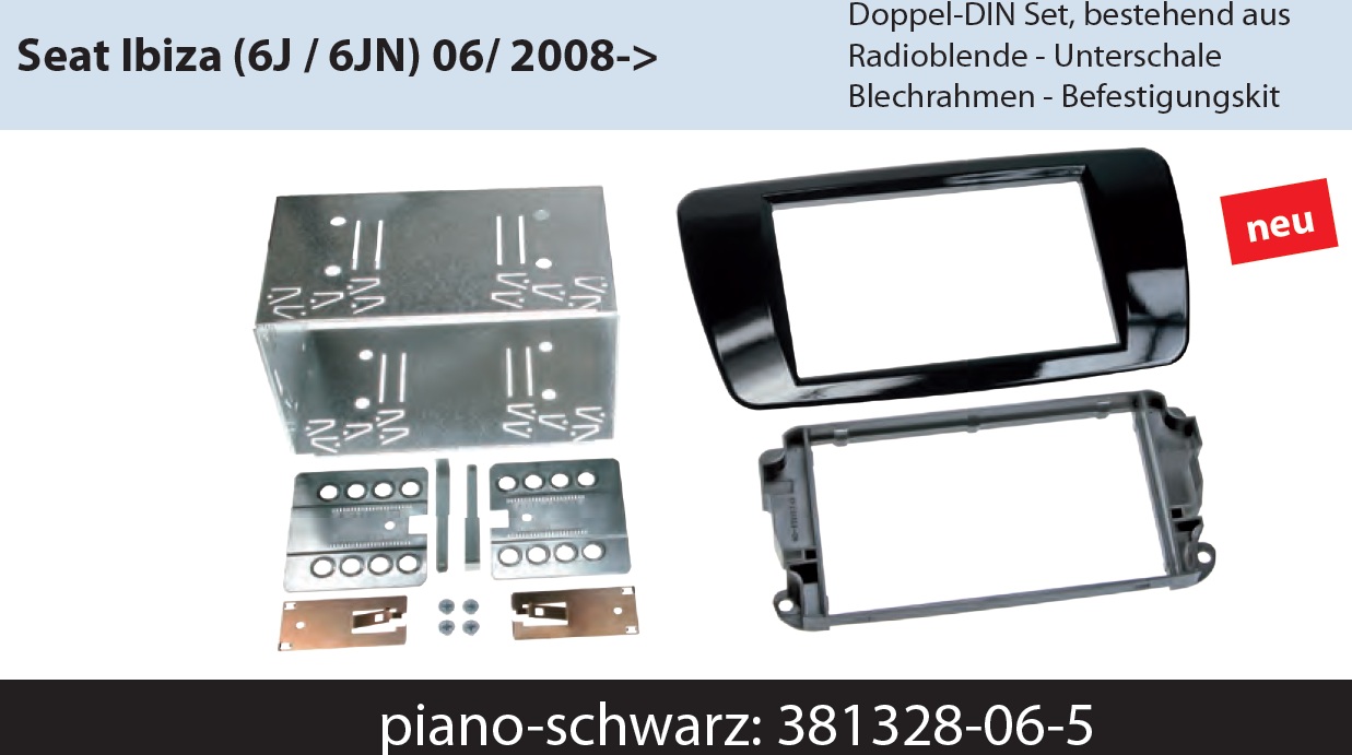 ACV 381328-06-5 Doppio DIN Set Seat Ibiza (6J / 6JN) 06/ 2008-> piano-nero