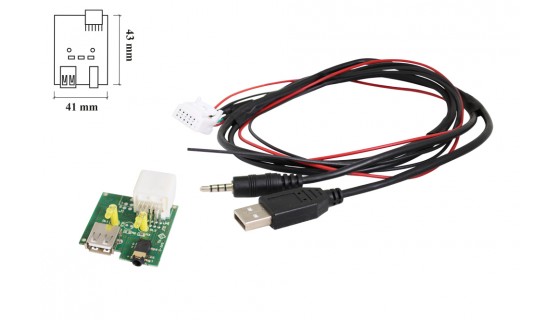 RTA 005.403-0 Kit de câble USB pour des véhicules spécifiques , Kia USB 2.0 + AUX connecteur L = 68cm