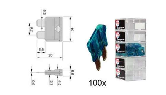 RTA 154.105-2 Blade fuses, 15A BLUE 100 pcs. In a polybag / box