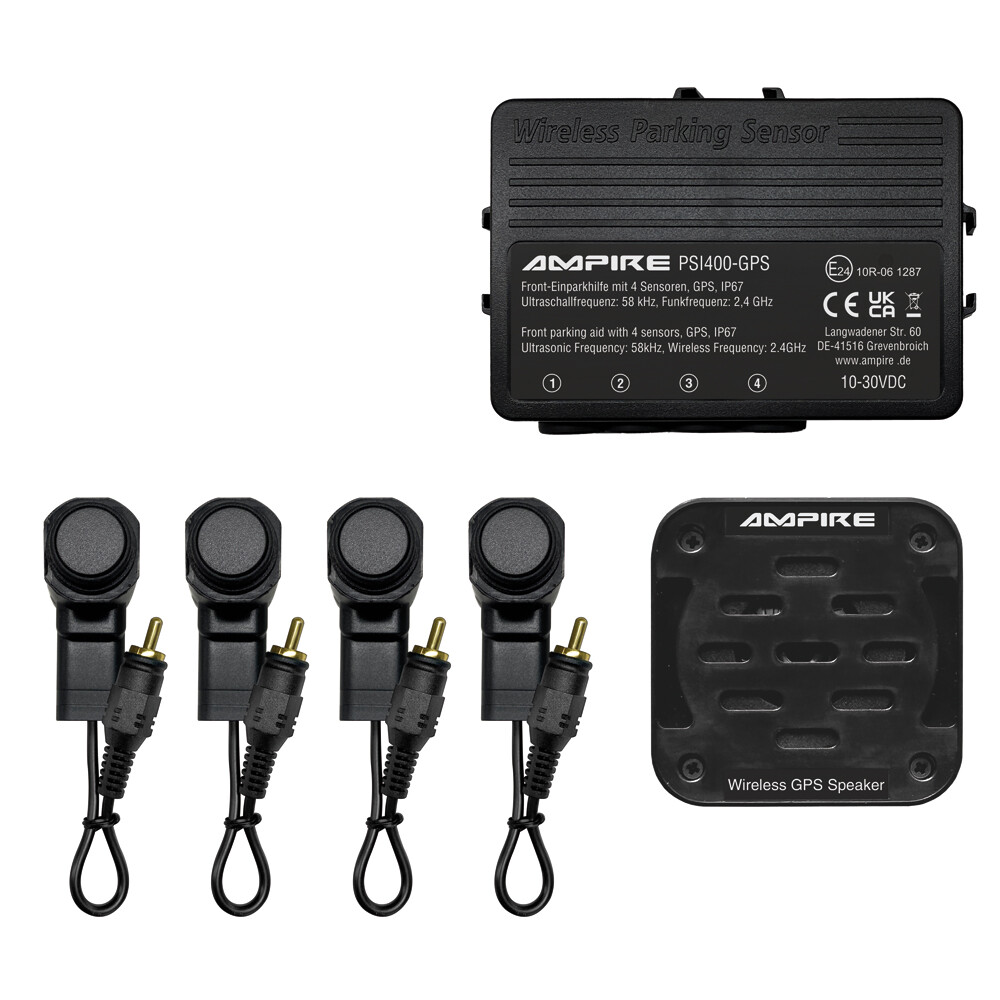 AMPIRE PSI400-GPS Einparkhilfe für Front-Stossfänger, GPS gesteuert, Schwarz matt, Hinterbau-Montage 