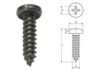 RTA 420.001-2 3.9 x 16mm self-tapping screw DIN 7981 black cross