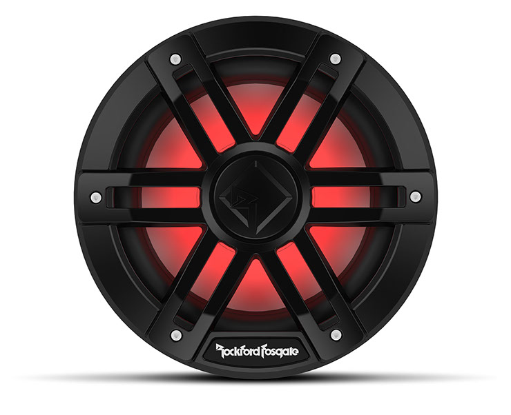 ROCKFORD M1D2-8B Color Optix Subwoofer 20cm Subwoofer schwarz Boote Marine Outdoor mit RGB LED Beleuchtung 