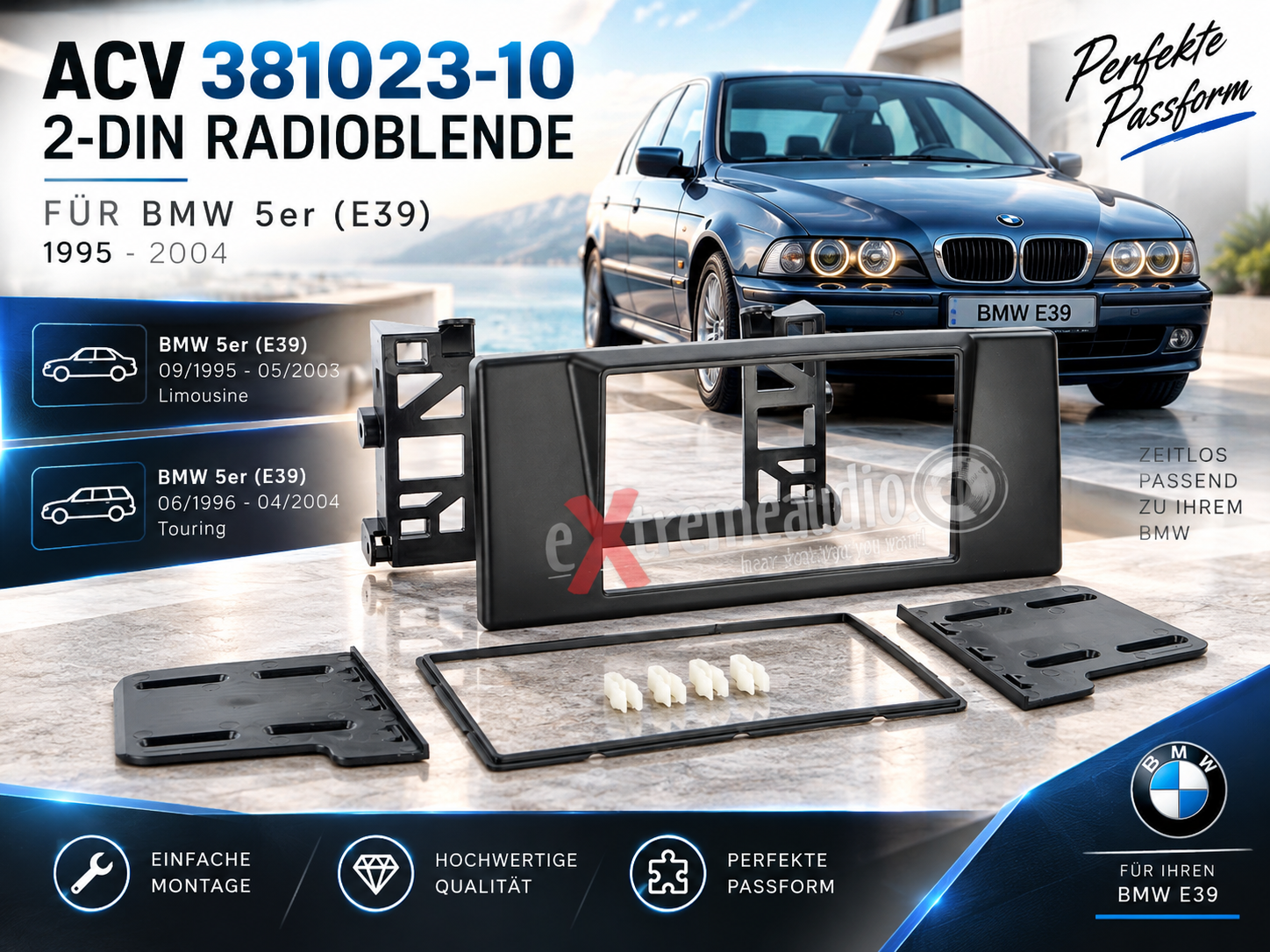 ACV 381023-10 2-DIN Radioblende BMW 5er (E39) 1995 - 2004 schwarz