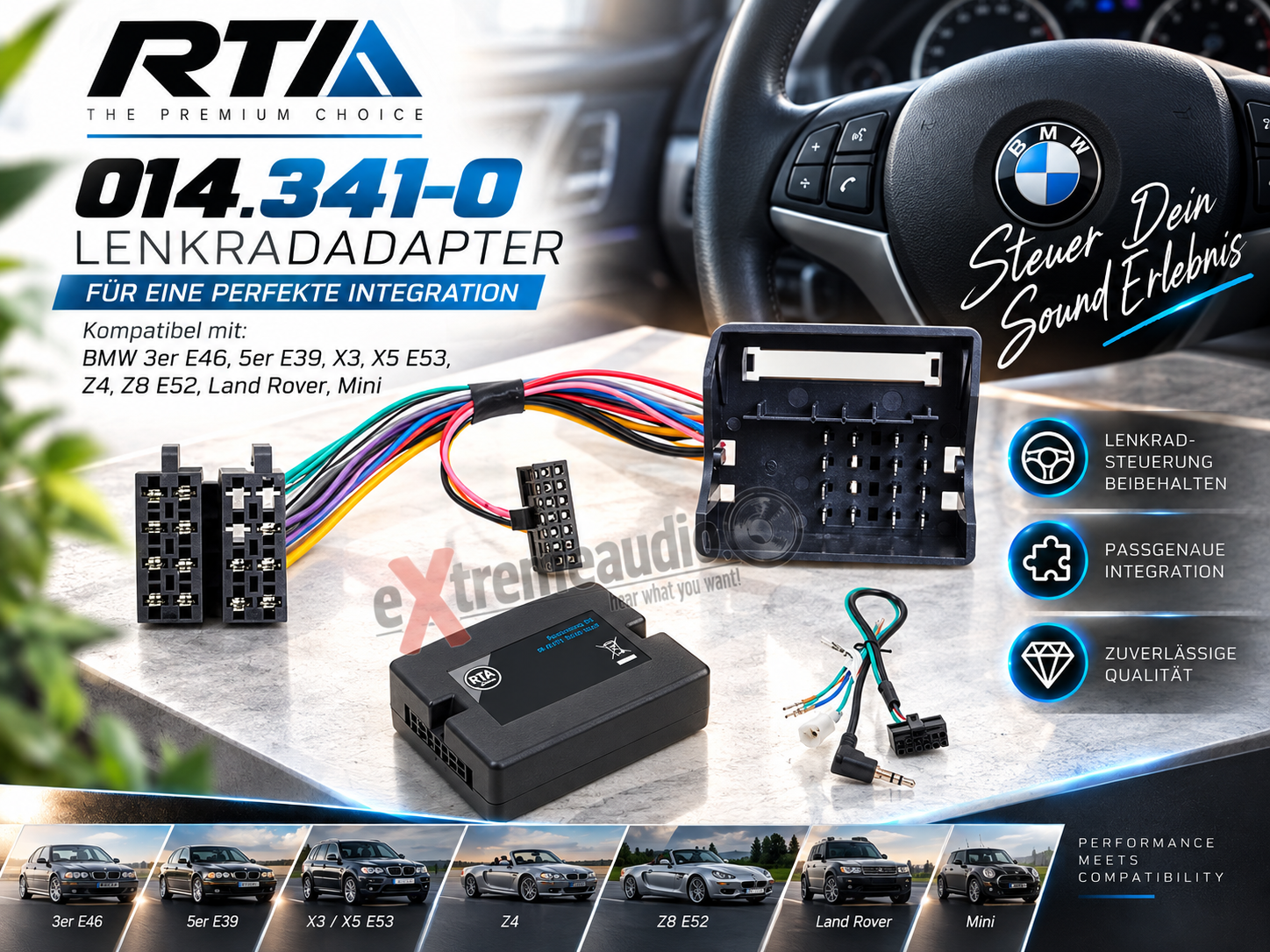 RTA 014.341-0 Wheel Adapter 2nd Generation BMW 2, tutti i modelli m. FAKRA collegare -ohne- CAN Bus