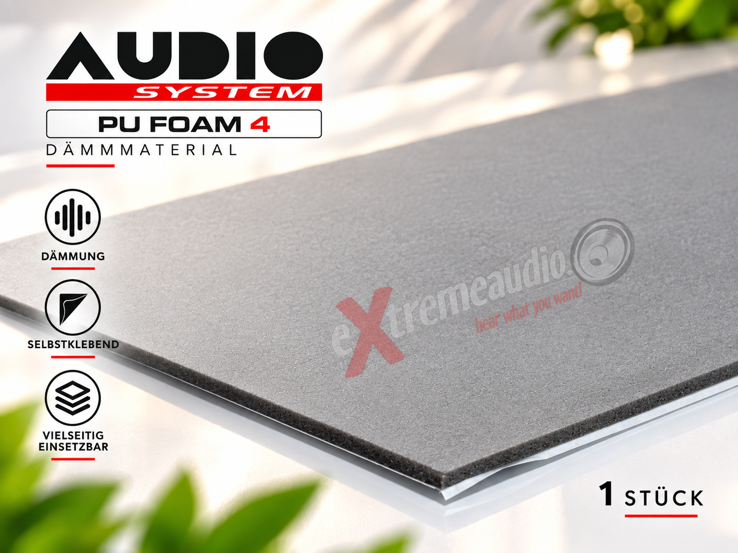 Audio System PU FOAM 4 PU-Schaumstoff Dämmaterial 0,8 m x 0,5 m, selbstklebend - Stückpreis