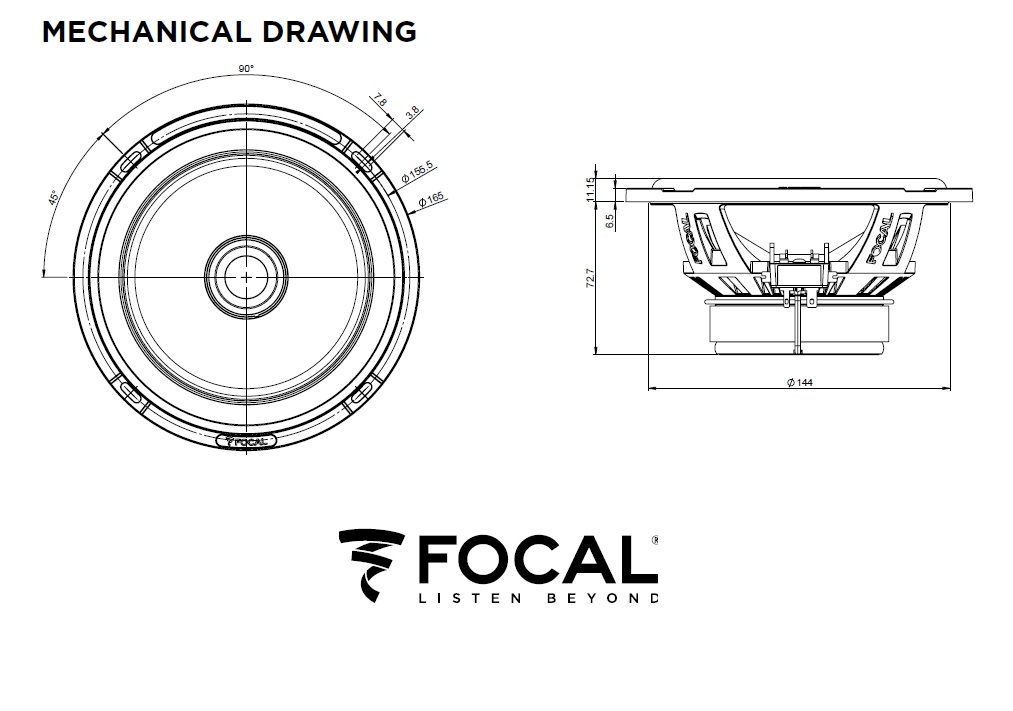 Focal PC165FE FLAX EVO-Serie 16,5 cm (6.5") 2-Wege Koax Lautsprecher Set 140 Watt - 1 Paar