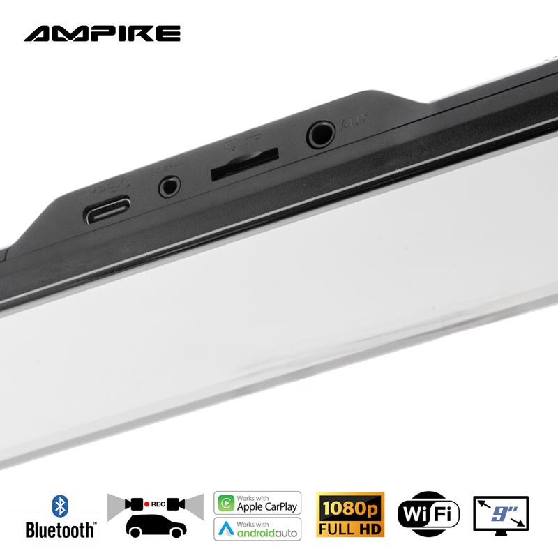 AMPIRE CPS090 Smartphone Spiegelmonitor 22.9cm (9") mit AHD Dual-Dashcam & RFK-Funktion