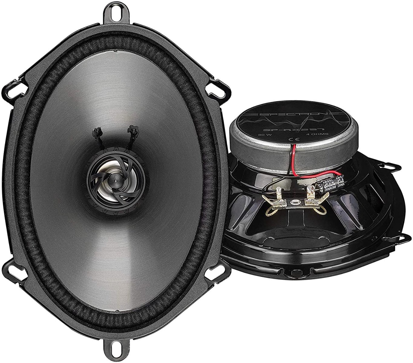 SPECTRON SP-RX257 Klangstarker 13 x 18 cm / 5 x 7 Zoll Lautsprecher für Autos und Reisemobile, 2-Wege Koaxial System, oval, 80 Watt 