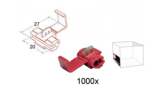 RTA 151.401-3 Connecteur de dérivation, RED 20x27 mm en 1000 pack