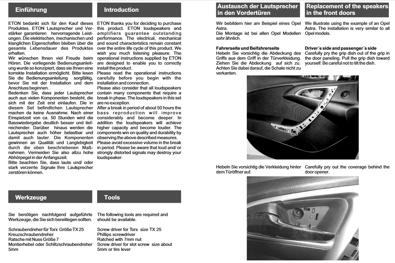 ETON OPEL-F21 Upgrade Opel Universal 2-Wege Lausprecher System passend für Opel Astra, Cascada, Insignia, Zafira, Adam 