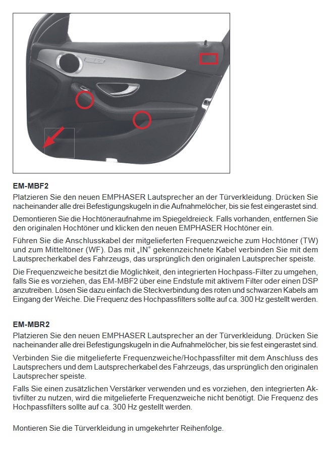 EMPHASER EM-MBR2 2-Wege Plug & Play 10 cm Koax Lautsprecher System Mercedes Benz Fahrzeuge C-Klasse, GLC, E-Klasse, S-Klasse, W205, C205*, S205, A205*, X253, C253, W213, S213, C238, A238, W222