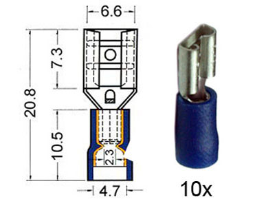 RTA 151.211-0 Flachsteckhülsen isoliert 6,3mm blau