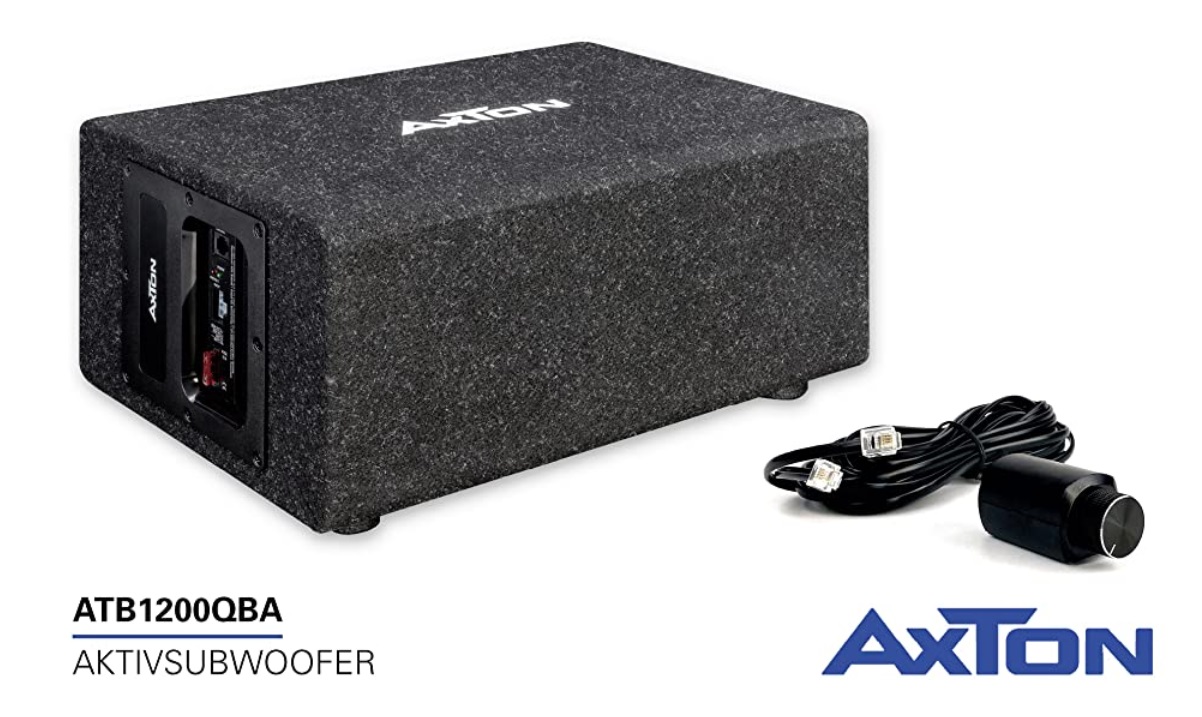 AXTON ATB120QBA CUBE Bassreflex-Aktivsubwoofer aktive Bassreflex Bassbox für Auto, LKW, Reisemobil