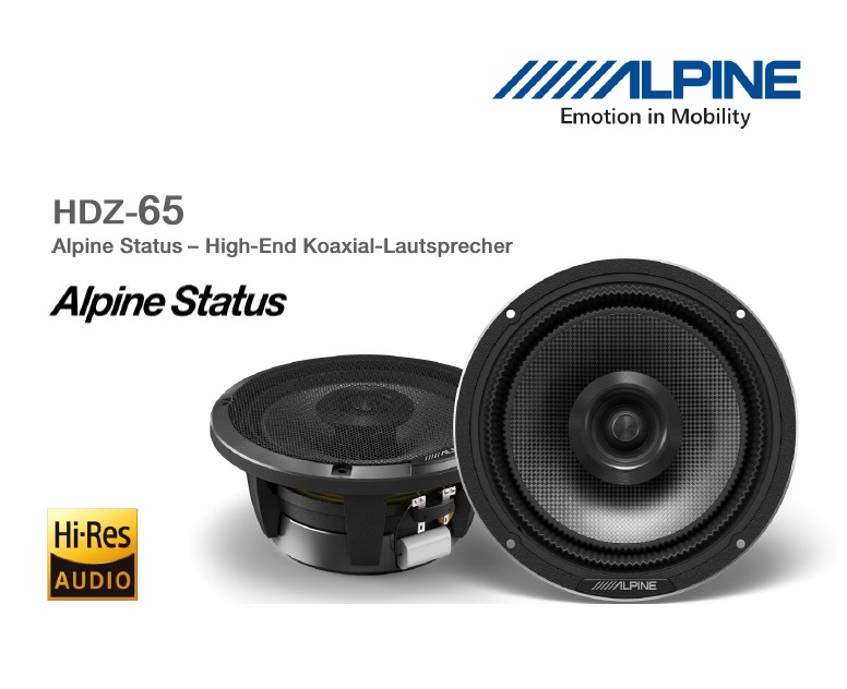 Alpine HDZ-65 16,5 cm (6,5-Zoll) 2-Wege Koaxial Lautsprecher System 100 Watt RMS