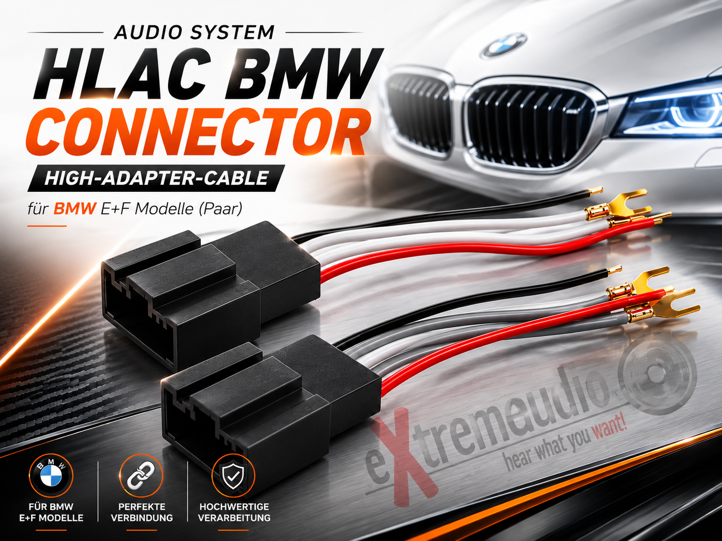 Audio System HLAC BMW CONNECTOR HIGH LOW ADAPTER Kabel Kompatibel für BMW E+F Modelle (Paar) 