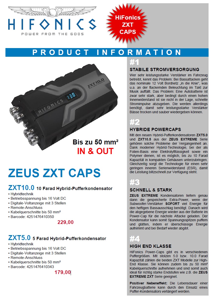 Hifonics ZXT10.0 Powercap 10 Farad Hybrid-Pufferkondensator