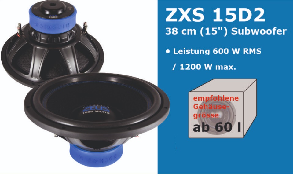 Hifonics ZXS 15D2 38 cm (15") Subwoofer 600 W/RMS, 1200 Watt