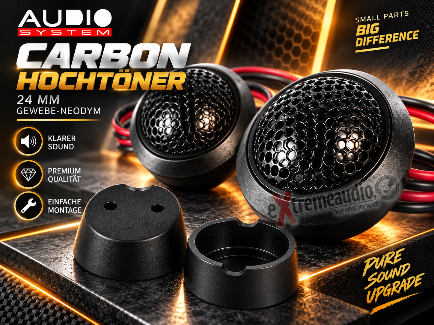 Audio System CARBON Hochtöner 24 mm Gewebe-Neodymhochtöner 1 Paar