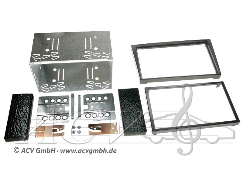 Double-DIN installation kit rubber touch Opel Vectra / Signum black 