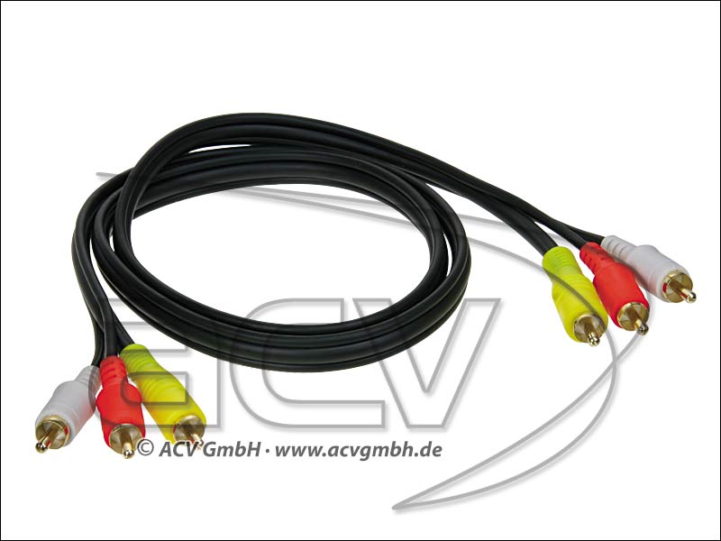 ACV 2303dlv100 A/V Kabel 1m 3 Stecker rot-weiß-gelb ACV 2303dlv100 A/V Kabel 1m 3 Stecker rot-weiß-gelb