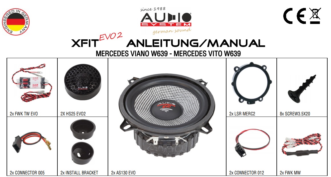 AUDIO SYSTEM XFIT MERCEDES VITO W639 EVO2 100W PERFECT FIT COMPO SYSTEM Lautsprecher für MERCEDES VITO W639 2003 -> -- B-Ware