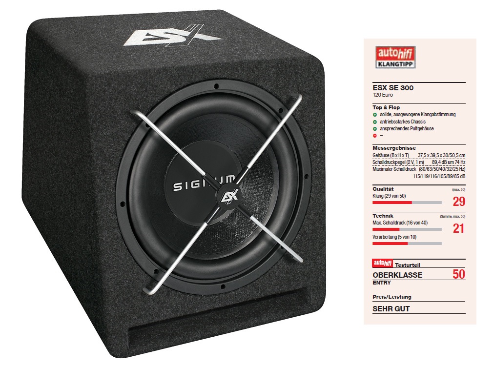 ESX SE-300 bass-reflex 600 watts SE300 Gehäusesub