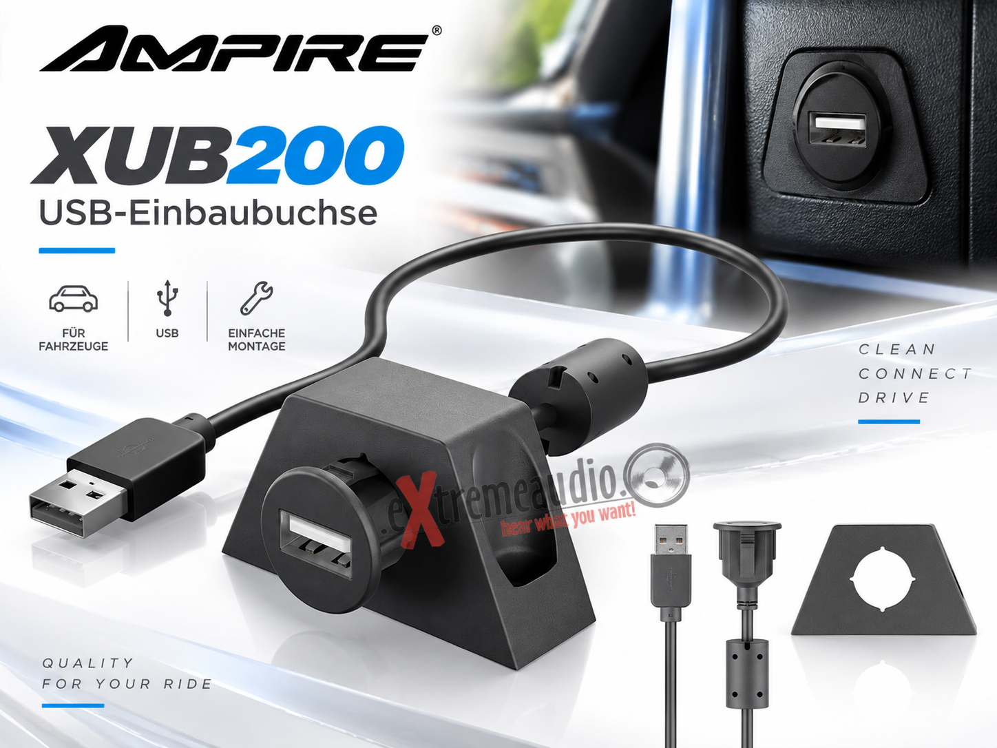 AMPIRE XUB200 USB montés sur socle avec câble 200cm XUB 200 