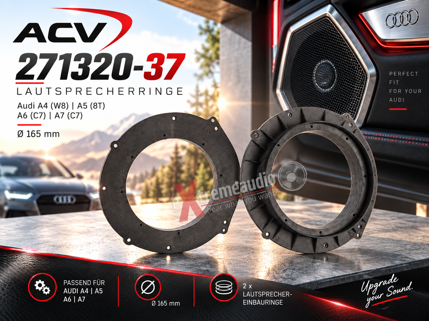 ACV 271320-37 Lautsprecherringe kompatibel mit Audi A4(W8)A5(8T)A6(C7)A7(C7) Ø165mm