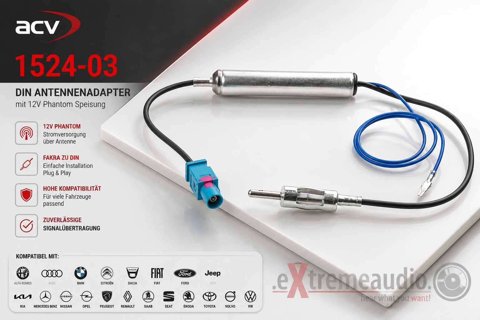 ACV 1524-03 Audi / Citroen / Seat / Skoda / VW DIN adapter 