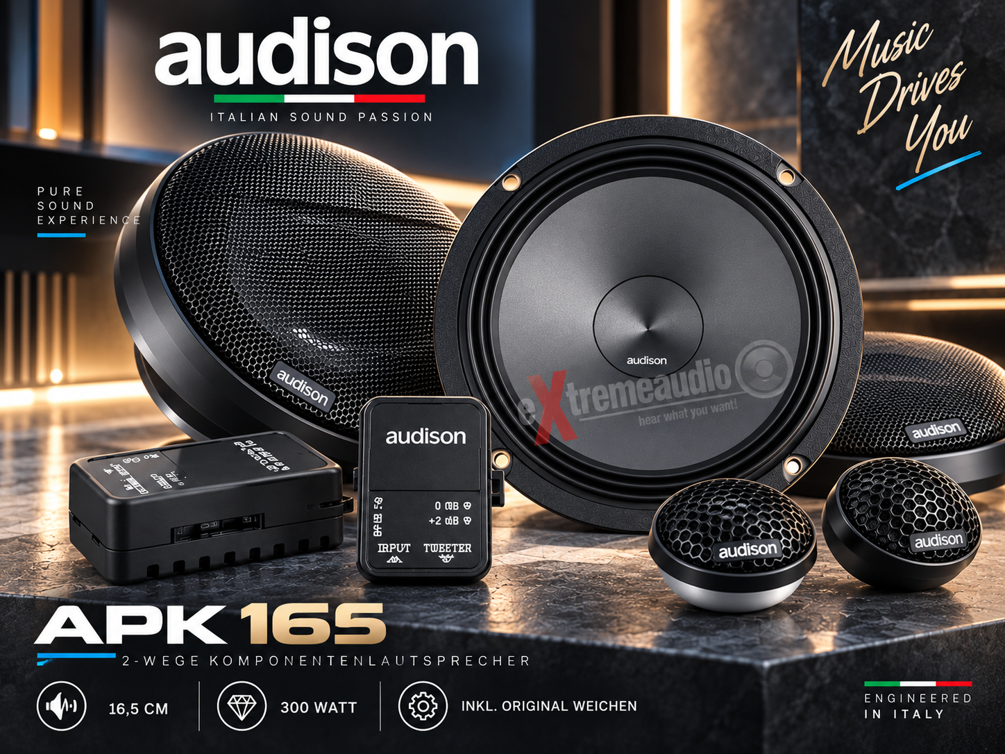 Audison APK 165 - 16,5 cm 2-Wege Komponentensystem APK165 - KIT 2Way AP 1+AP 6.5+Grilles