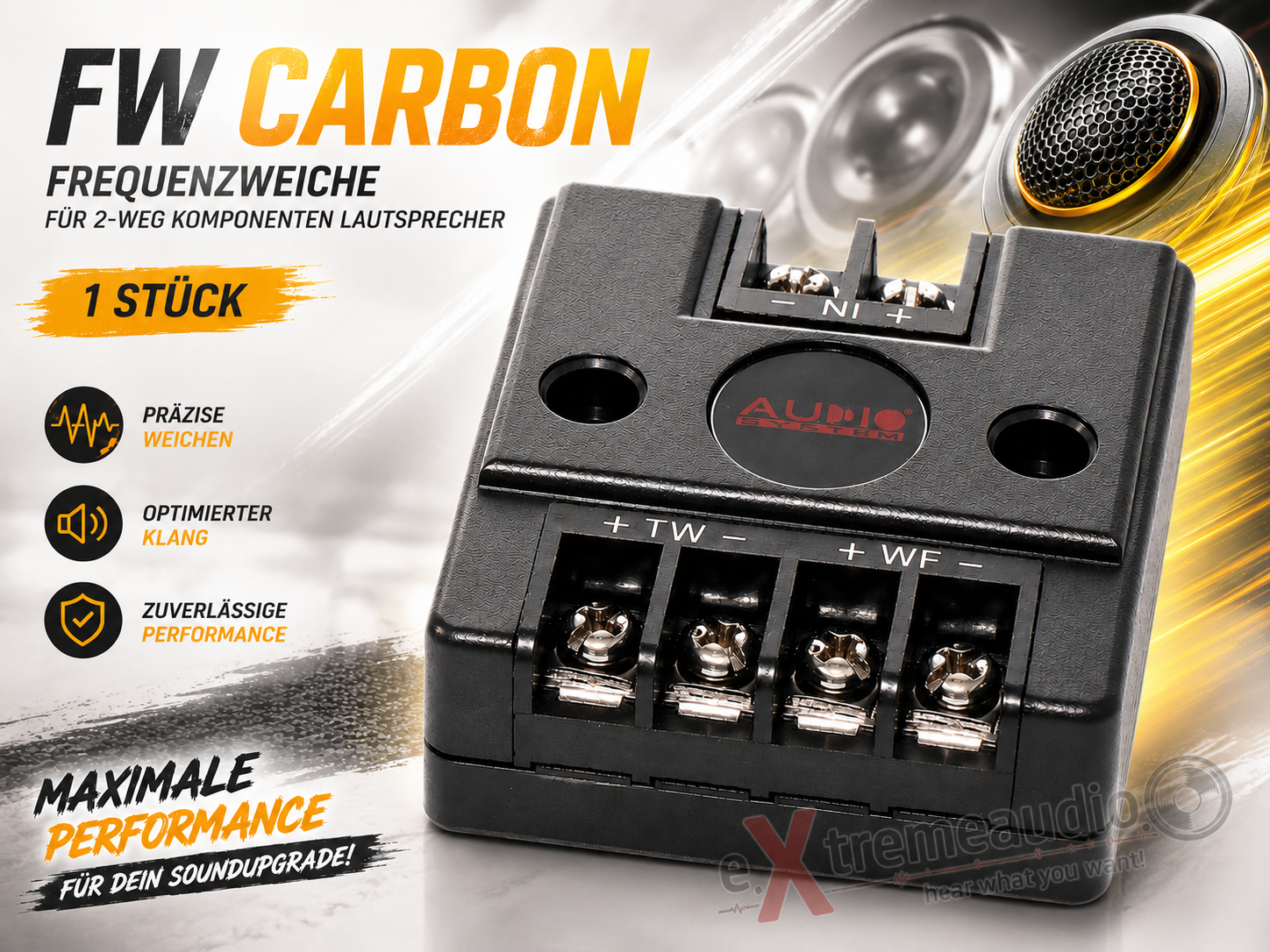 Audio System FW CARBON Frequenzweiche für 2-Wege Komponenten Lautsprecher Systeme - 1 Stück